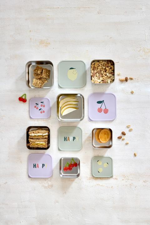 Actual product image Lässig Nahrungsbehälter & Portionierer 3-tlg. Edelstahl-Snackboxen-Set - Happy Fruits