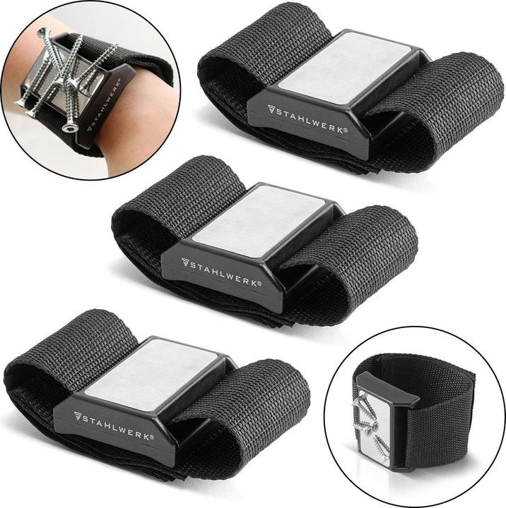 Produktbild Stahlwerk Magnetarmband für Schrauben und magnetische Kleinteile 3er Set (3 x)