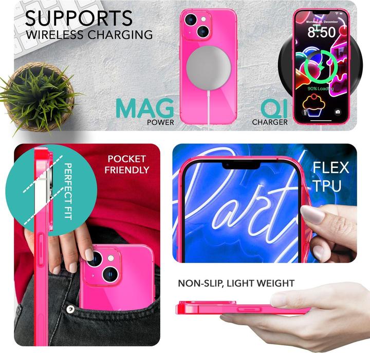 Produktbild Nalia Klar Transparente Neon Silikon Hülle (Apple iPhone 14 Plus)