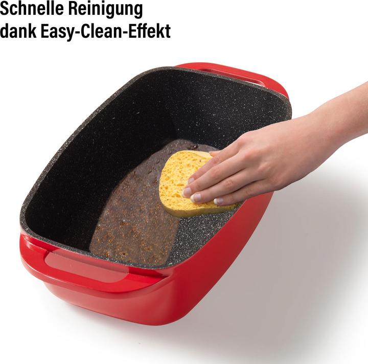 Produktbild Stoneline Bräter 40 x 22 cm mit Deckel, Backofen und Induktion geeignet, Antihaftbeschichtung, rot (Bräter + Schmortopf, Aluminiumguss)