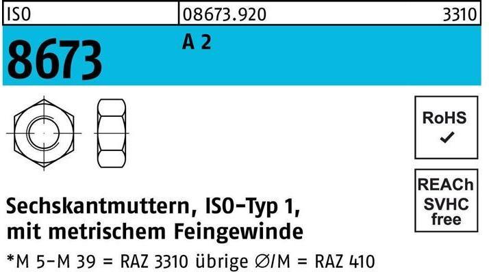 Image du produit Écrou hexagonal ISO 8673 M 14 x 1,5 A 2 (M14)