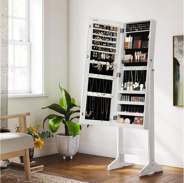 Image du produit Songmics Porte-bijoux avec miroir 152 cm, Blanc