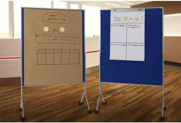 Produktbild Rocada Moderationswand, mobil, HxBxT 1950x1200x680 mm, Textilbezug blau
