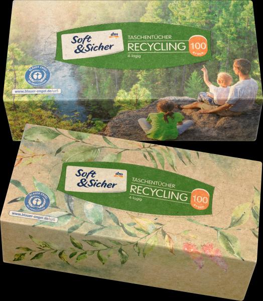 Produktbild dm Soft&Sicher Taschentücher Box Recycling