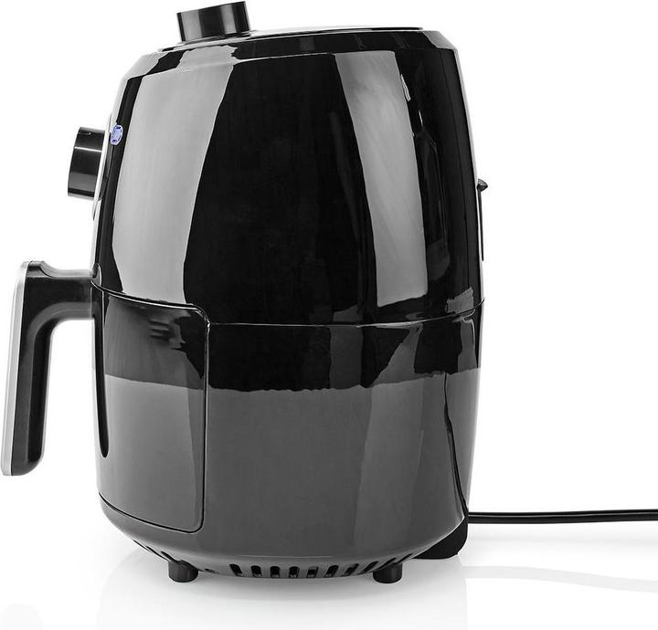 Actual product image Nedis Hot Air Fryer | 2.4 l | Timer: 30 min | Analogue | Aluminium / Black (EU plug)