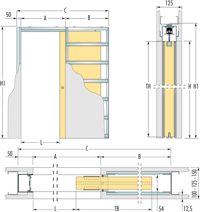 Image du produit Eclisse Eléments encastrables SYNTESIS LINE EF pour portes coulissantes version "Tr
