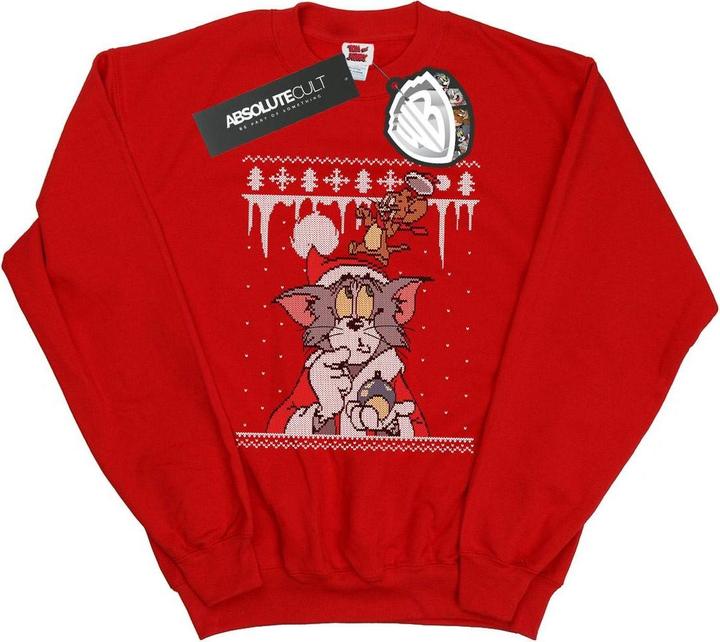 Actual product image Tom & Jerry Mens Christmas Fair Isle Sweatshirt (M)