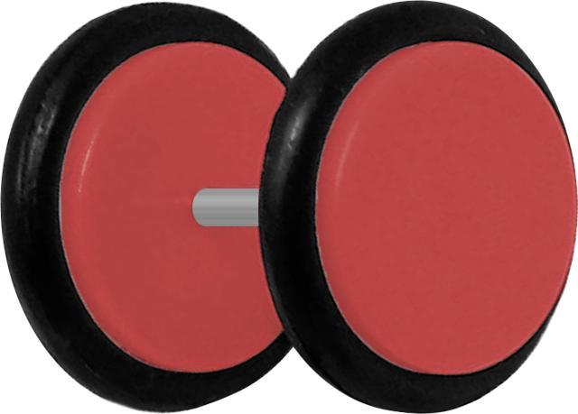 Star Piercing Fake Plug rot mit O-Ring (ohne Messing, Acryl)