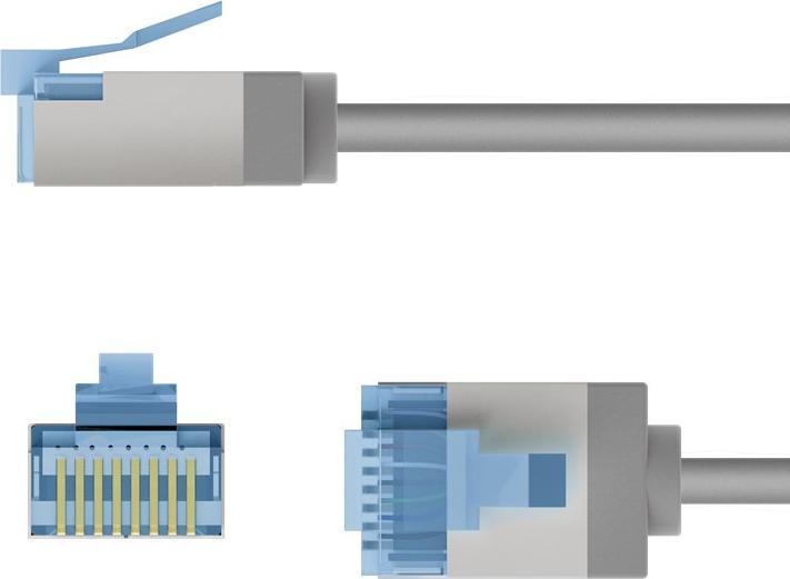 Produktbild Goobay Ultraflexibles CAT 6A Patchkabel, slim, U/FTP, grau (U/FTP, CAT6a, 0.50 m)