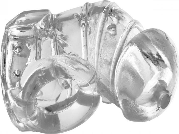 Master Series Vastgehouden 2.0 Penis Kooi Van Rubber Transparant