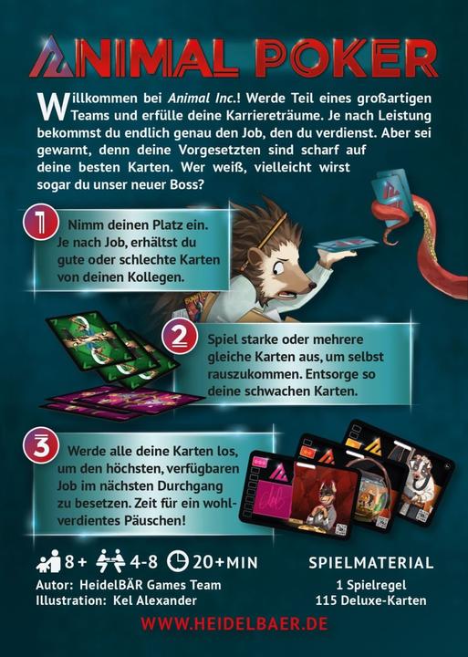 Produktbild HG010 - Animal Poker, Kartenspiel, für 3-5 Spieler, ab 10 Jahren (DE-Ausgabe) (Deutsch)