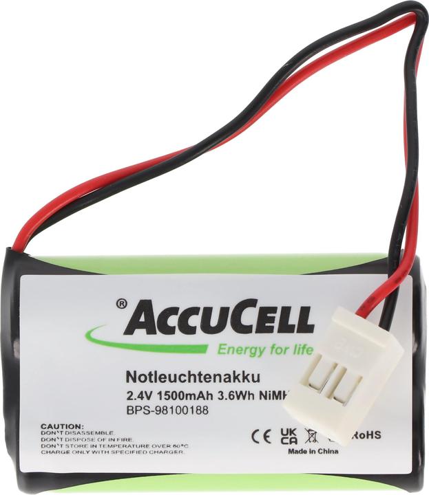 Immagine prodotto XCell Batteria per luci di emergenza NiMH 2,4V 1500mAh F1x2 Mignon con cavo da 100mm sostituisce ABB (1 pz., 1500 mAh, Accumulatore di carica elettrica)