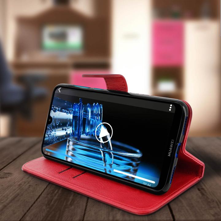 Image du produit Avizar Portefeuille Flip Cover, étui à rabat en similicuir pour Huawei Y7 2019 - Rouge (Huawei Y7 (2019))
