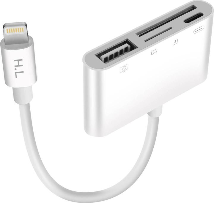Image du produit Avizar Lightning iPhone / iPad Adaptateur lecteur de carte pour USB / Micro-SD /Lightning - Blanc