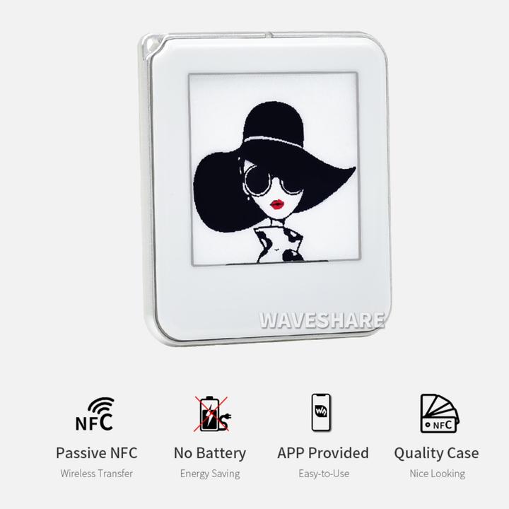 Actual product image WaveShare 1.54inch passive NFC powered e-Ink/e-Paper display