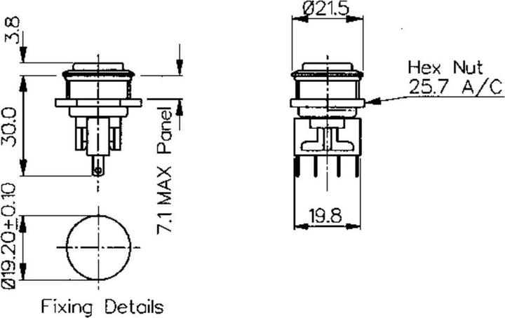 Produktbild Bulgin Drucktaster PB robust 22mm SPCO