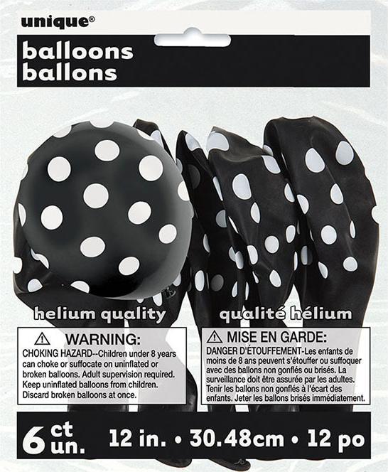Immagine prodotto Unique Palloncini neri con pois bianchi