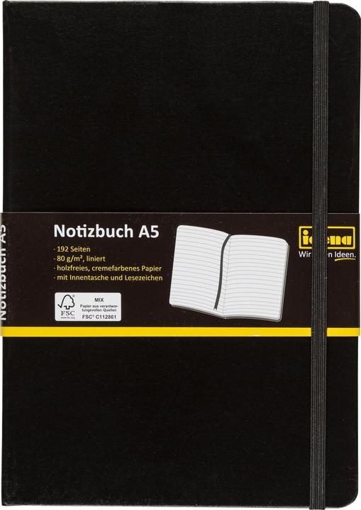 Produktbild Idena Notizbuch A5 liniert schwarz FSC-Mix (A5, Liniert, Harter Einband)