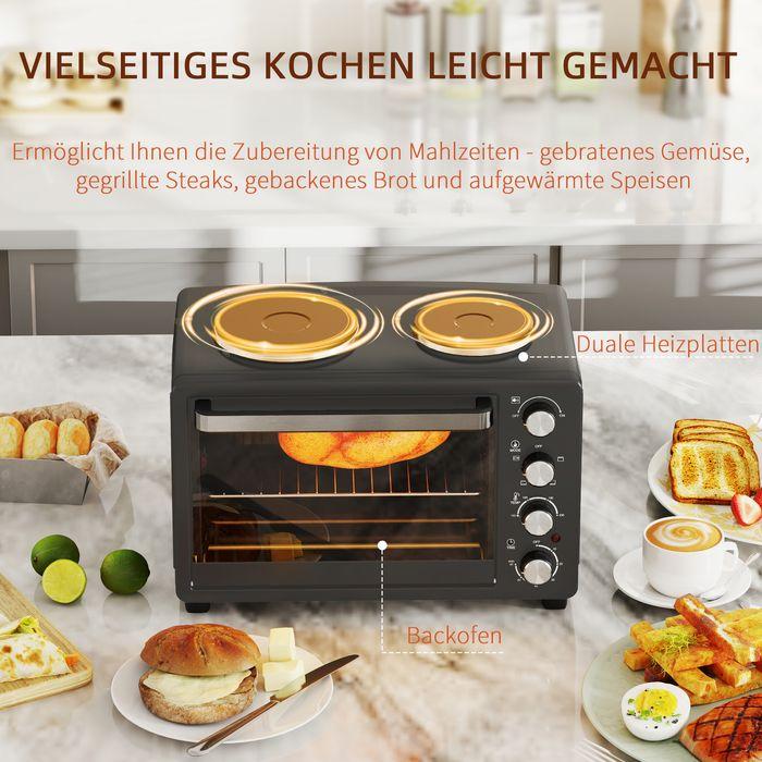 Produktbild Swisshandel24 Minibackofen 28 L 2600W Mini Backofen 100-230℃ 60 Min. Timer Schwarz
