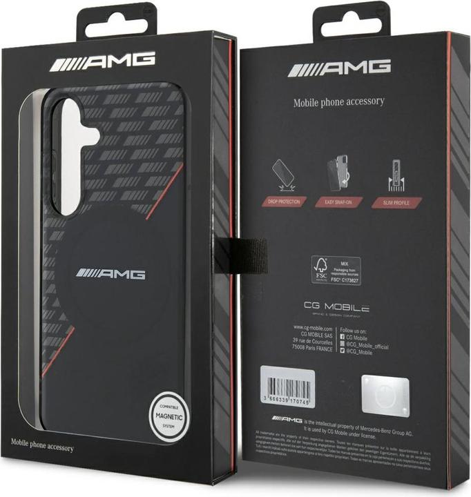 Actual product image Mercedes AMG Double Layer Rhombs MagSafe Case for Samsung Galaxy S25+ - Black/Red (Samsung Galaxy S25+)