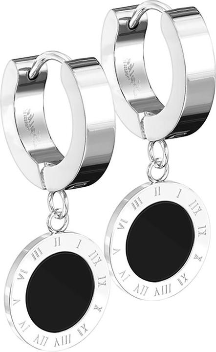 Produktbild Star Piercing Ohrring zum Klappen silber Anhänger rund Römische Ziffer (ohne Messing, Chirurgenstahl 316L)