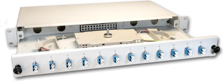 Produktbild Lightwin LWL Spleissbox, 24 Fasern, 12x DLC Multimode, 50/125µm OM3 Pigtail Spleissboxen (1.50 m)