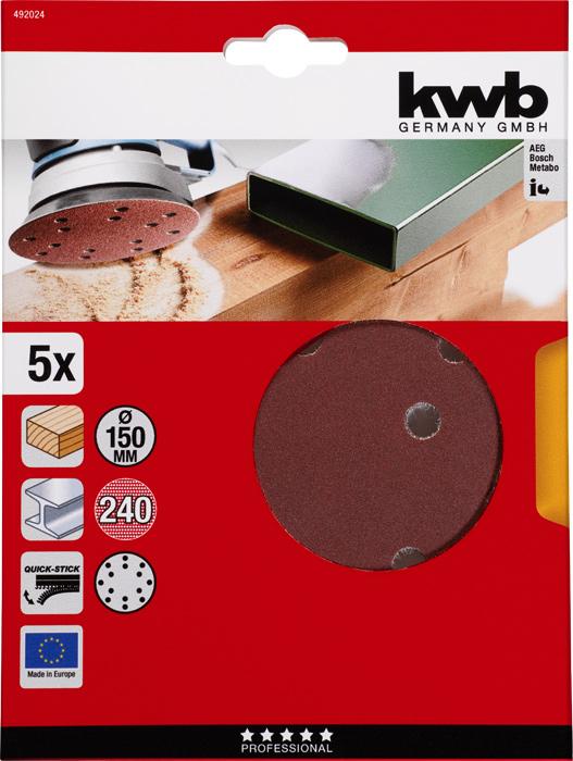 Produktbild kwb Klett-Haftscheiben 150 Gelocht K240/5Stück (240)