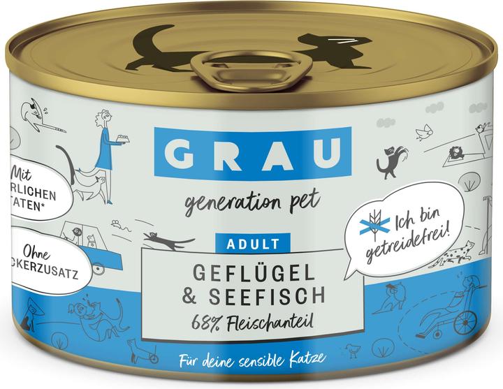 Image du produit Grau Nourriture humide volaille & poisson de mer, 6 x 200 g (Adulte, 6 pcs, 1507 g)