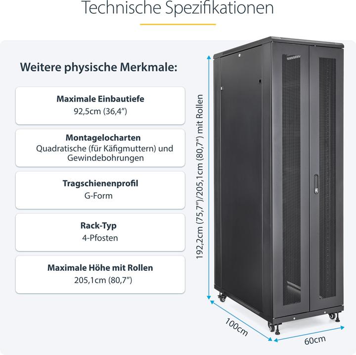 Actual product image StarTech Mount Your Server Or Networking Equipment In This 42u Server Cabinet - 42u Rack (42 RU, 19 inch rack)