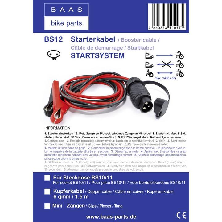 Produktbild BAAS STARTSYSTEM Starterkabel Stecker und kompakten Zangen