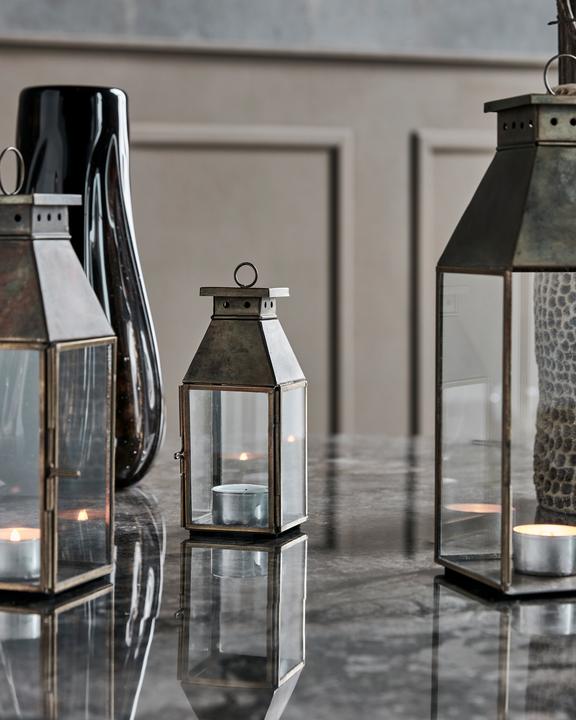 Actual product image House Doctor Lantern, HDTilka, antique brass finish (6.5 x 6.5 x 17.5 cm, 1 x)