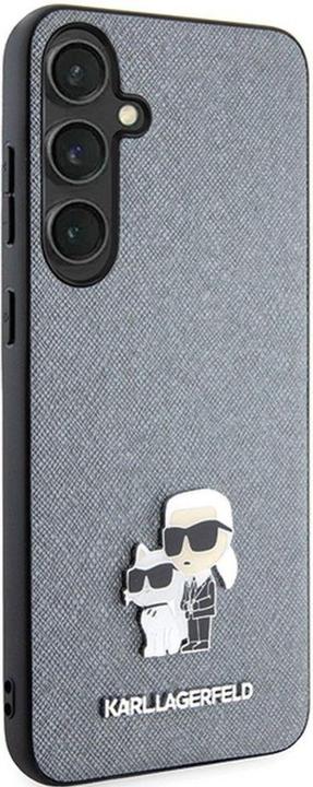 Actual product image Karl Lagerfeld KLHCMPSAKCMPG + S926 hardcase szary/grey Saffiano Karl & Choupette Metal Pin (Samsung Galaxy S24+)