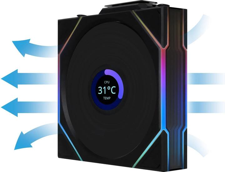 Actual product image Lian-Li UNI FAN TL Wireless LCD Lüfter, ARGB, PWM - Reverse Blade, 120mm, schwarz (120 mm, 1 x)