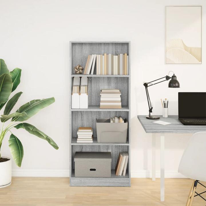 Produktbild VidaXL Bücherregal Regal Standregal Büroregal Aufbewahrungsregal Grau Sonoma (60 x 24 x 143 cm)