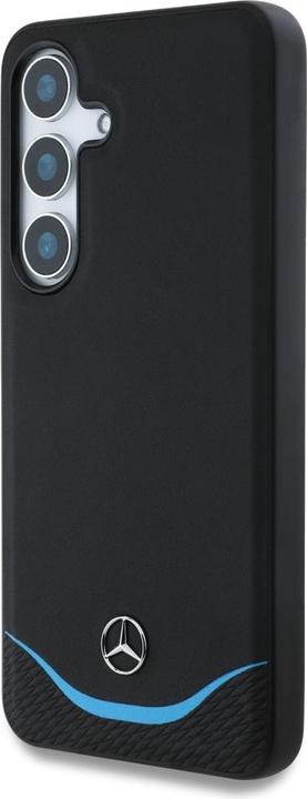 Immagine prodotto Mercedes Leather Contrasted Blue Horizontal Curve MagSafe Case for Samsung Galaxy S25 - Black (Samsung Galaxy S25)