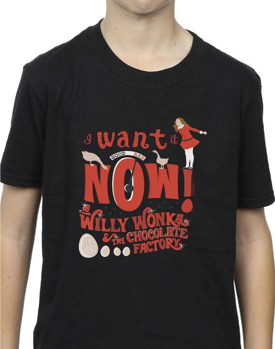 Actual product image Willy Wonka & the Chocolate Factory Boys Verruca Salt I Want It Now T-Shirt (128)