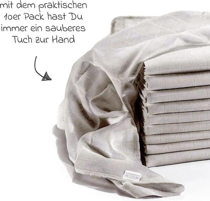 Actual product image Makian Muslin nappies & muslin cloths Muslin nappy / muslin cloth 10 pack 80 x 80 cm - Grey (80 cm, 80 cm)