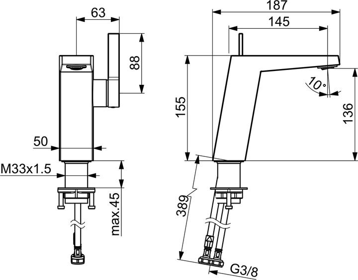 Immagine prodotto Hansa Miscelatore Hansaloft per lavabo, a comando laterale, senza scarico, sporgenza: 146 mm, 575222
