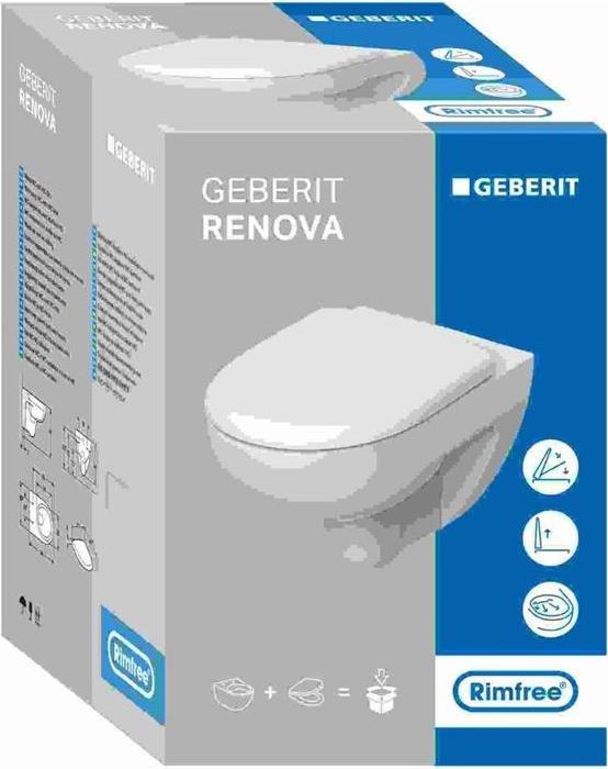 Productafbeelding Geberit Renova wandcloset, Rimfree met WC-zitting, wit 500801001