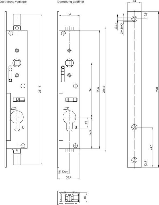 Actual product image Fuhr Bascule mortise locks 298 (Mortise lock)