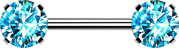 Produktbild Star Piercing Threadless Barbell silber front mit Kristall aqua gefasst (ohne Messing, Chirurgenstahl 316L)
