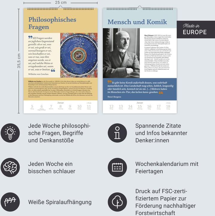 Produktbild Harenberg DIE ZEIT Philosophie Wochen-Kulturkalender 2026 - 53 Denkanstösse für 2026 (Deutsch)