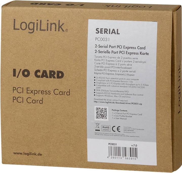 Actual product image LogiLink 2 x serial (COM) PCIe