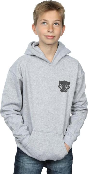 Image du produit Sweat à capuche imprimé sur la poitrine pour garçons Black Panther Black on Black (140, 146)