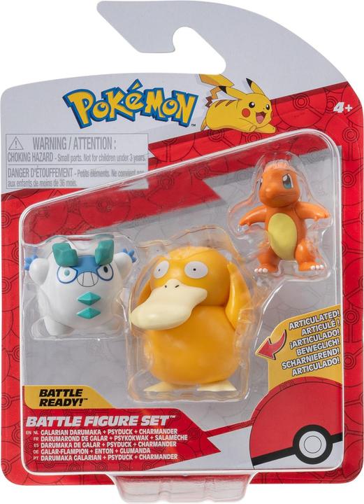 Actual product image Jazwares Pokémon Battle Figure Set figures 3-pack Glumanda #4, Galarian Darumaka, Enton 5 cm