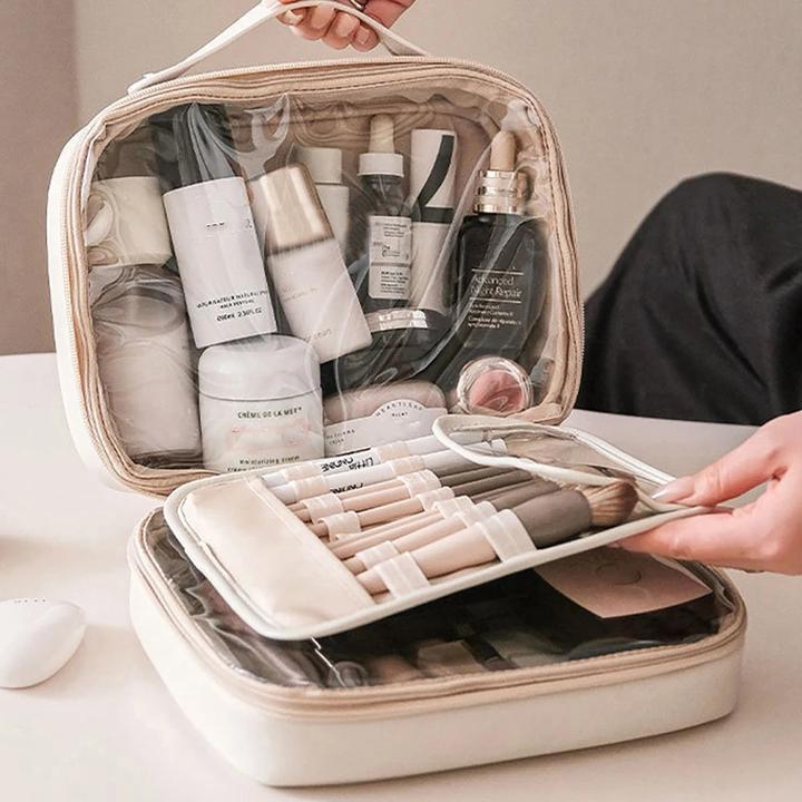 Produktbild Only-Bags.Store Mehrschichtige quadratische Kosmetiktasche Wasserdichtes PU Reise Makeup Etui