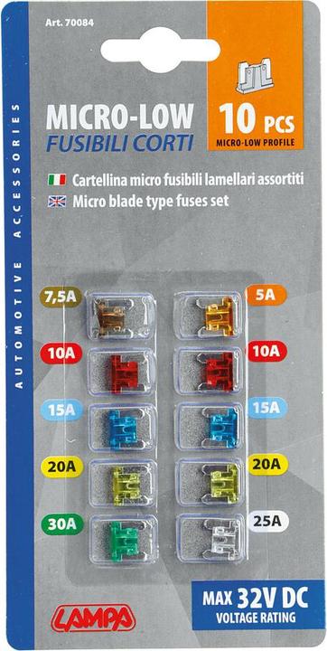 Actual product image Lampa Set of 10 assorted micro-blade fuses low profile 12/32V