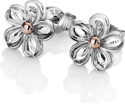 Hot Diamonds Silver flower earrings with diamonds Forget me not DE618