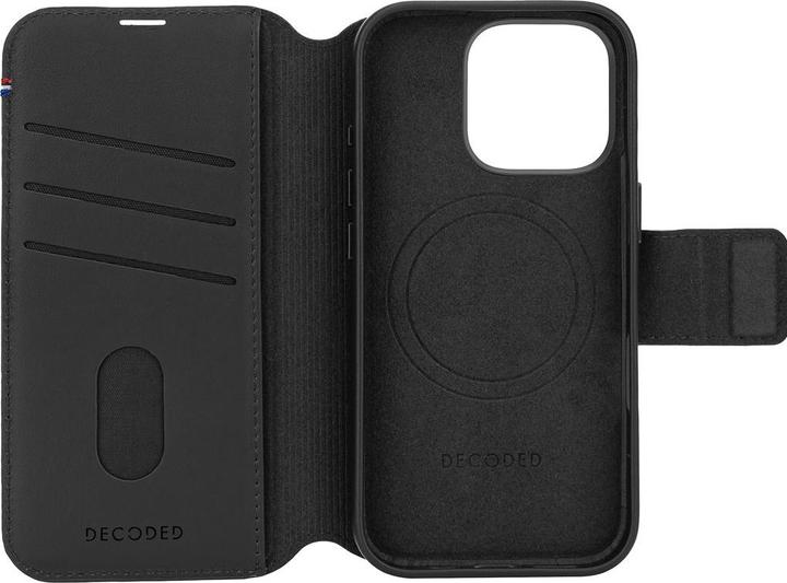Actual product image Decoded Leather Detachable Wallet MagSafe Case with Wallet for iPhone 16 Pro - Black (Apple iPhone 16 Pro)