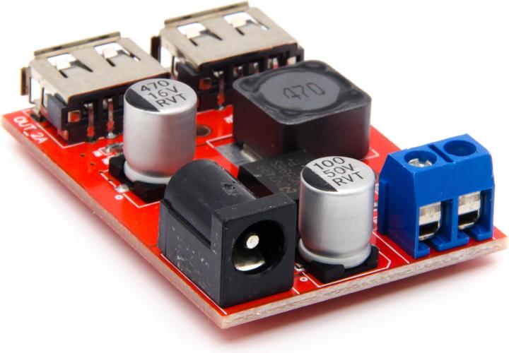 Actual product image Purecrea 5V 3A LM2596 Dual DC-DC Step-Down with USB